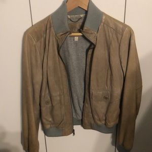 Banana Republic Tan Aviator Style Leather Jacket